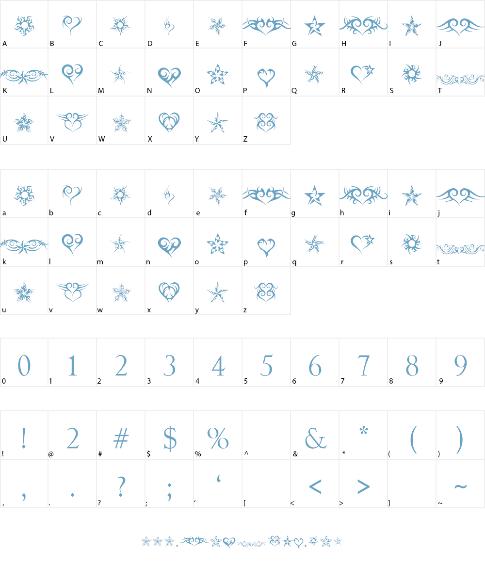 Hearts and Stars Font Character